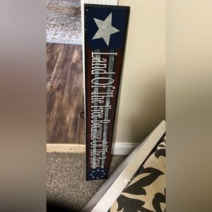 Country red white and blue wall decor sign